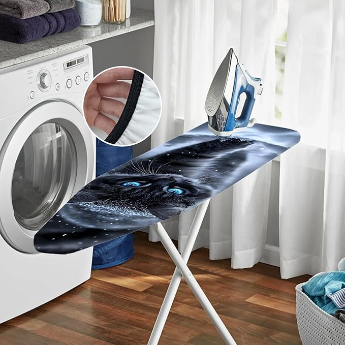 Nuxovilar Snowy Black Cat with Blue Eyes Ironing Board Cover, 15 * 54inch - Image 6
