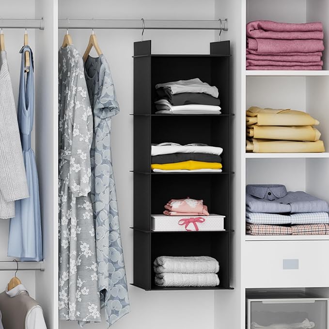 YOUDENOVA Hanging Closet Organizer, 4-Shelf Closet Hanging Shelves - Image 2