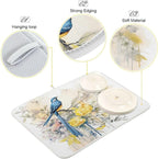 ALAZA Spring Blue Bird with Yellow Flowers Butterflies Dish Drying Mat - Image 4