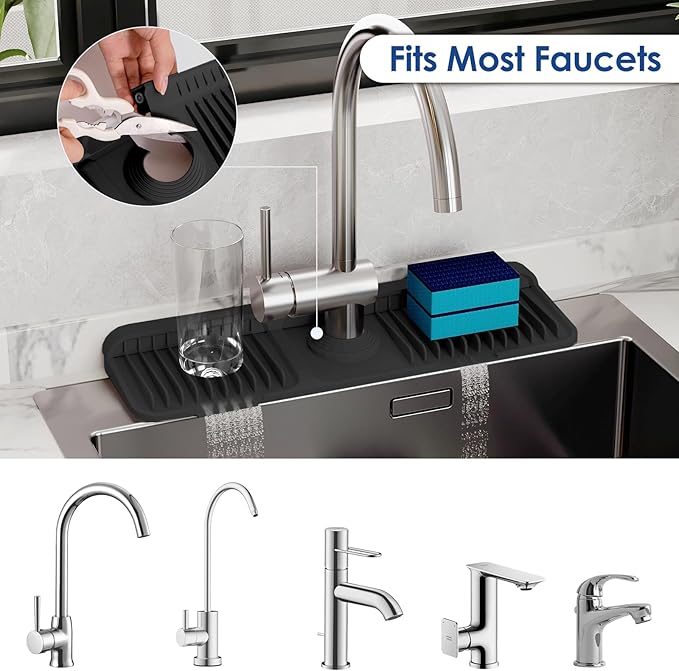 17.7 Inch Silicone Faucet Mat for Kitchen Sink Splash Guard - Image 4