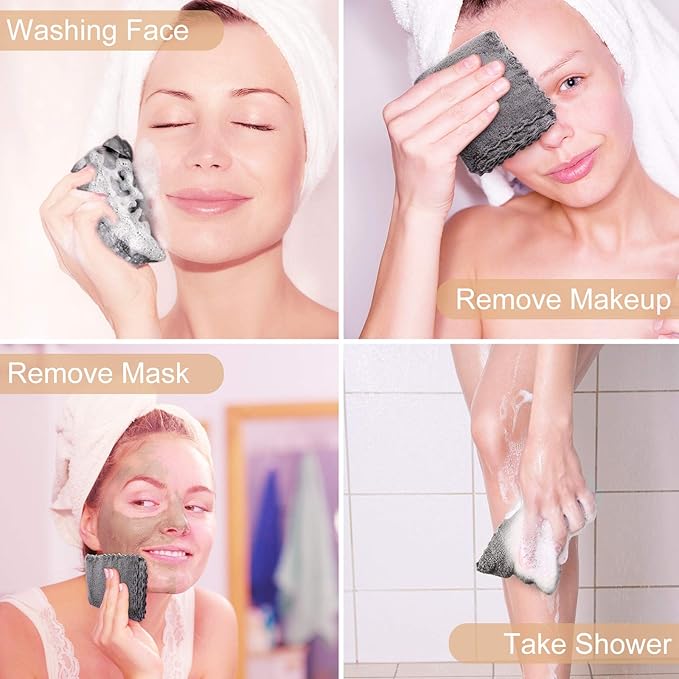 Syhood 12 Pieces Face Wash Cloth 12 x 12 in Makeup Remover Cloths Towel Coral - Image 3