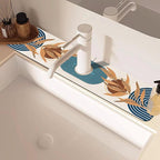Abstract Blue Minimalistic Sink Faucet Absorbing Mat Sink Splash Guard Faucet - Image 2