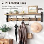 Coat Rack Wall Mount with Shelf, 29 Inch Coat Hanger Walls Mounted, Hat Rack - Image 4