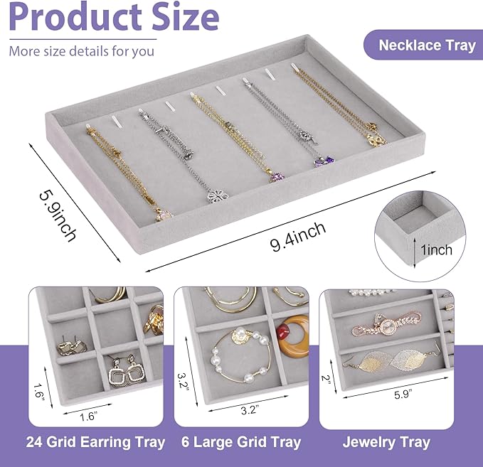 Cirhy 4 Stackable Jewelry Trays Organizer Set - Image 5