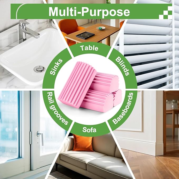4-Pack Damp Clean Duster Sponge, Duster Baseboard Cleaner Sponge - Image 5