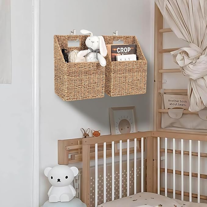 Wicker Hanging Storage Baskets, Seagrass Basket, Wall Decor Baskets, Seagrass - Image 3