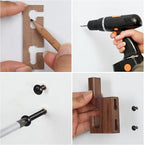 Walnut Wood Wall Peg Rack Hooks 2 Pack, Natural Wooden Coat Hooks Wall Mounted - Image 5