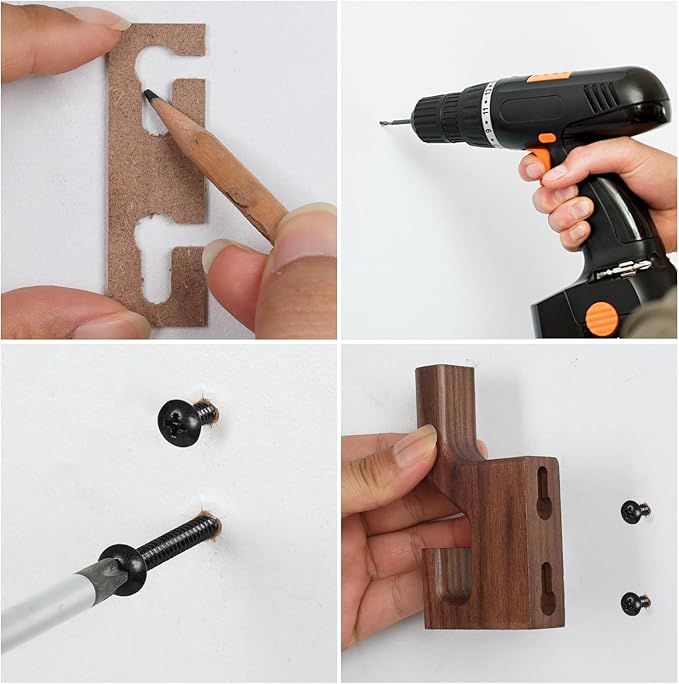 Walnut Wood Wall Peg Rack Hooks 2 Pack, Natural Wooden Coat Hooks Wall Mounted - Image 5