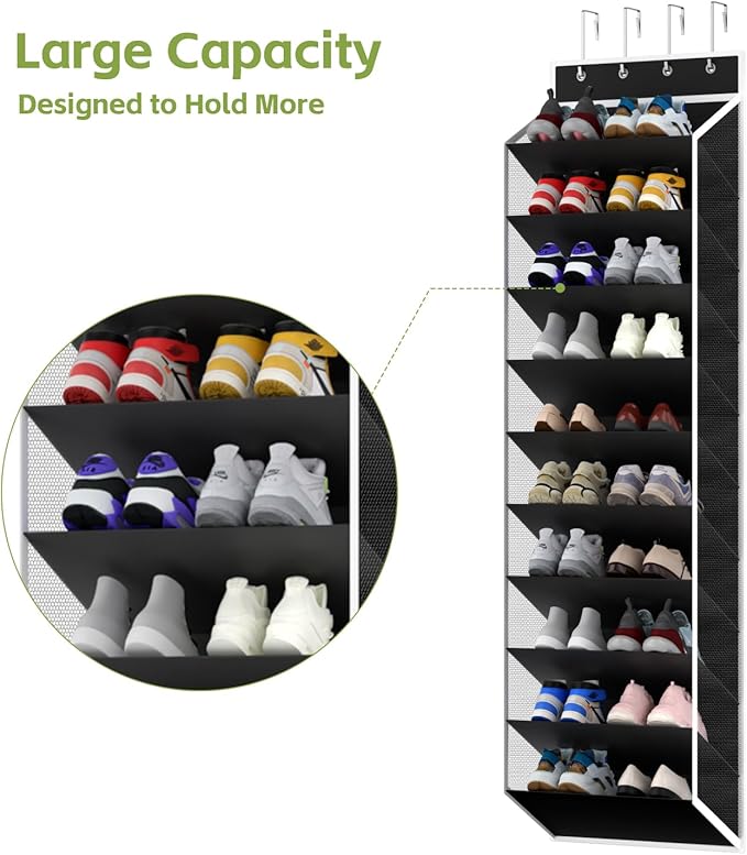 KEEPJOY 10 Tiers Mesh Over Door Shoe Organizer Storage, Hanging Shoe Holder - Image 5