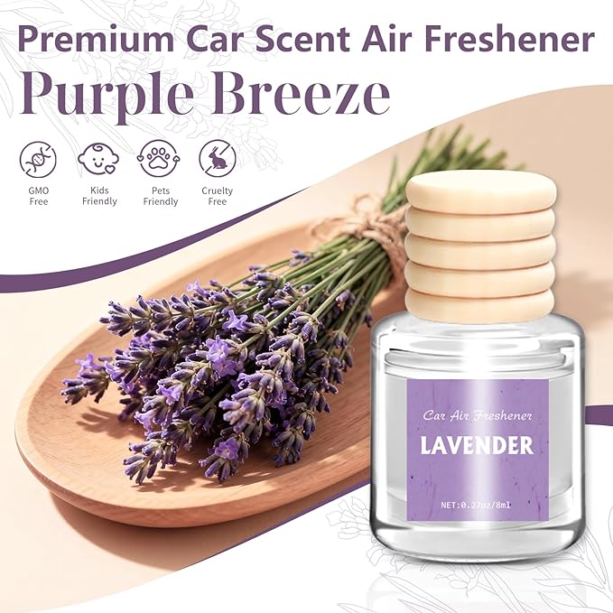 AROIC Car Air Freshener Diffuser Set, 6 Pack Lavender Natural Slow-Release - Image 4
