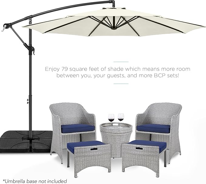 Best Choice Products 10ft Offset Hanging Market Patio Umbrella w/Easy Tilt Adjustment, Polyester Shade, 8 Ribs for Backyard, Poolside, Lawn and Garden - Ivory - Image 2