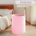 Large Woven Laundry Basket Hamper, 60L Cotton Rope Storage Bin - Image 4