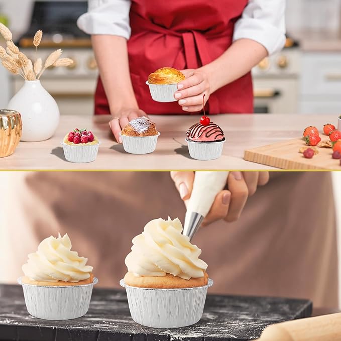 Aluminum Foil Baking Cups 150 Pcs, SUPPHOUS 5 Oz Disposable Ramekin Aluminum - Image 7