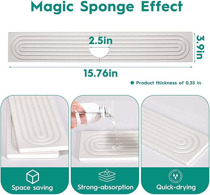 16 Inch Stone Faucet Mat for Kitchen Sink, Kitchen Sink Splash Guard-Water - Image 3