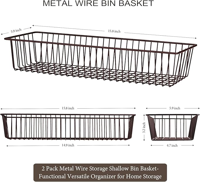 Farmhouse Decor Metal Wire Storage Organizer Bin Basket - Image 6