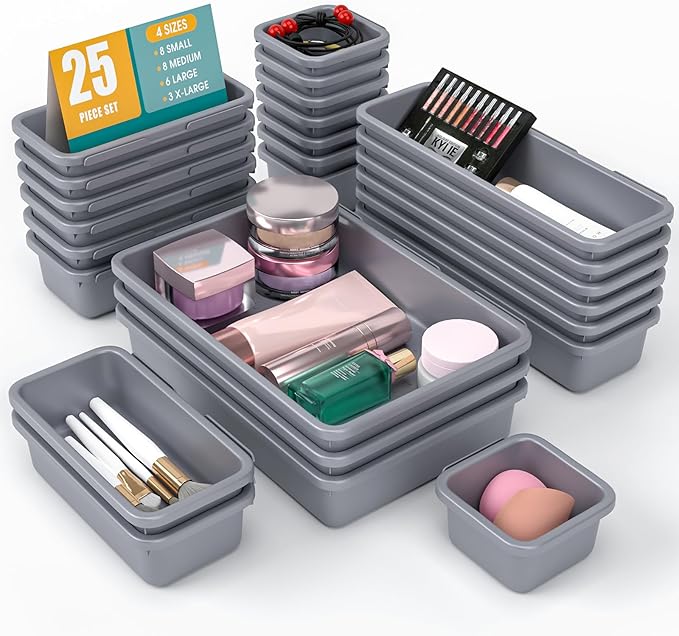 25 PCS Drawer Organizer Set, 4 Size Makeup Drawer Divider Organizer by StoreHappily