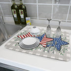Patriotic Dish Drying Mat for Kitchen Counter Cute Stars 4th of July Holiday - Image 6