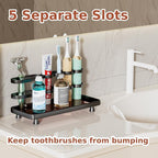 Electric Toothbrush Holder for Bathroom Countertop 5 Metal Slots Toothpaste - Image 2