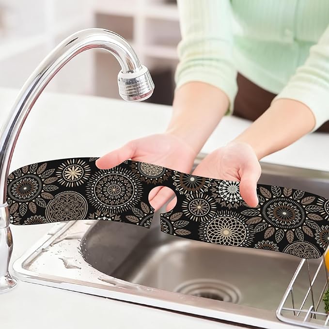 2 Pcs Kitchen Sink Splash Guard Faucet Mats Mandala Pattern Faucet Mat - Image 6