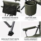 EVER ADVANCED Oversized Folding Camping Chair, for Adults Heavy Duty Lawn Chair with Side Pockets, Portable Collapsible Quad Chair for Outside, Support Up to 500lbs, Green - Image 7