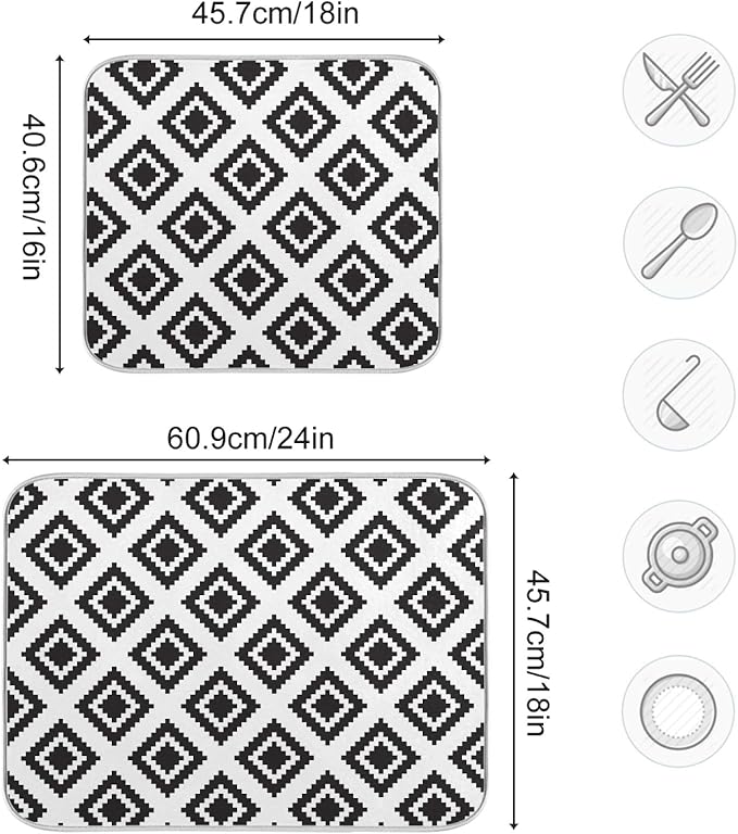 Super Absorbent Dish Drying Mat, Microfiber Fast-Drying Dish Mat, Kitchen Dish - Image 3