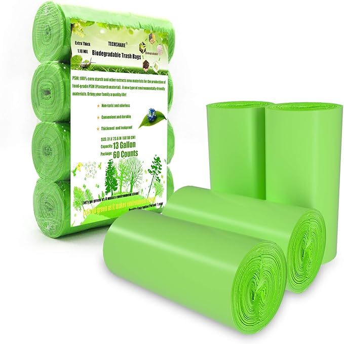 Trash Bags Biodegradable, Strong Rubbish Bags, Trash bags Recycling & by TECHSHARE%C2%AE