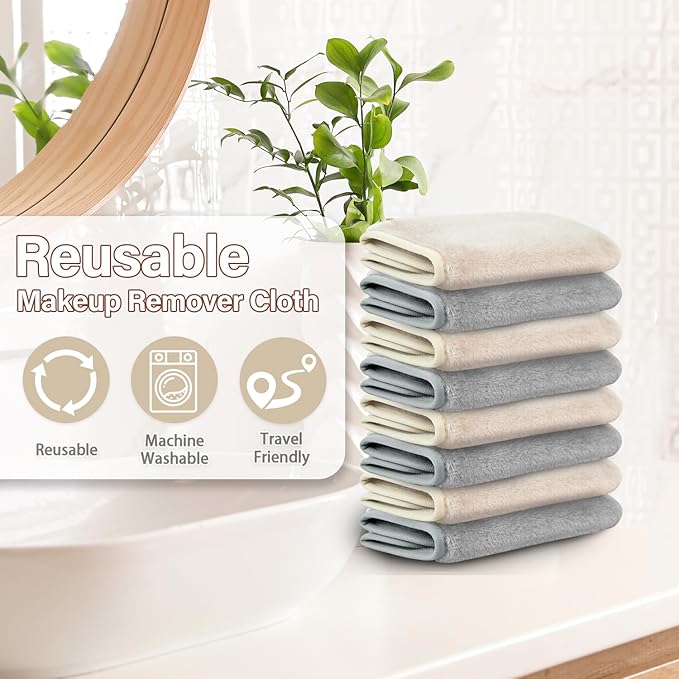 Nugilla Makeup Remover Cloths, 8 Packs Makeup Remover Towels Reusable Face Wash - Image 5
