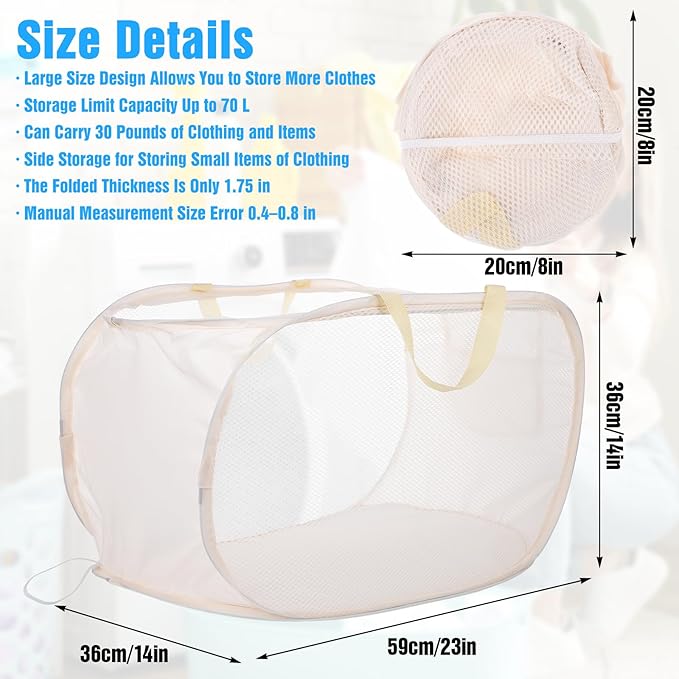4 Pack Pop-Up Mesh Laundry Basket, Four Colors Pop Up Mesh Hamper, Open - Image 2