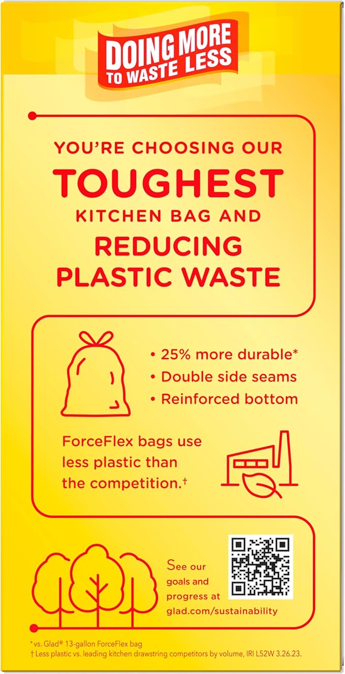 Glad ForceFlex MaxStrength Kitchen Trash Bags, 13 Gal, Fresh Clean Febreze - Image 15