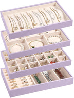 LANDICI Stackable Jewelry Organizer Trays 4 Set, PU Leather Jewelry Organizer by LANDICI