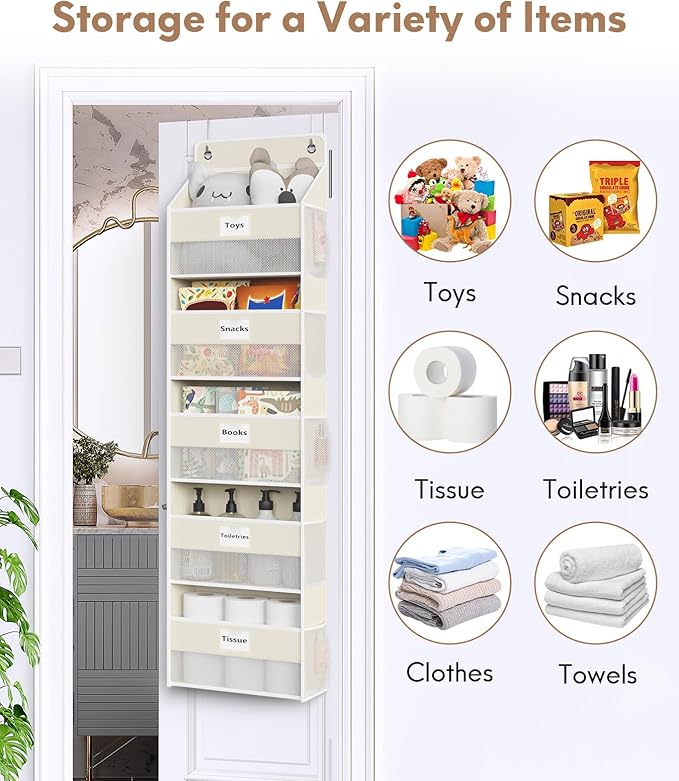 Over The Door Organizer Hanging, 2 Pack 5 Shelf Behind The Doors Storage - Image 6