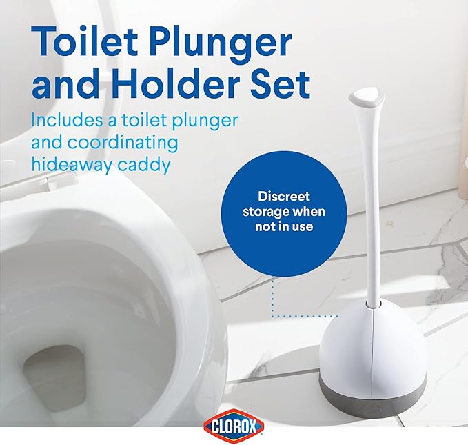 Clorox Toilet Plunger with Hideaway Caddy, Bathroom Accessories, Toilet - Image 2