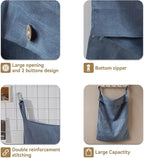 100% Linen Hanging Laundry Hamper Bag 20x27 Inch, Over the Door - Image 4