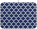 Navy Blue Trellis Lattice Dish Drying Mat by BOENLE-WELCOMEYOURCOMING