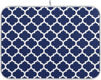 Navy Blue Trellis Lattice Dish Drying Mat by BOENLE-WELCOMEYOURCOMING