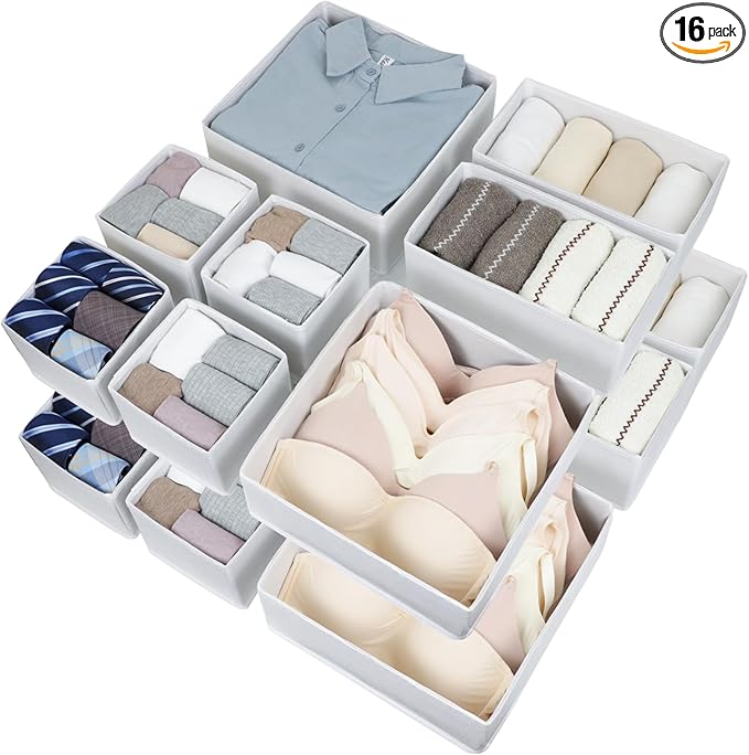 16 Pack Drawer Organizer Clothes, Foldable Fabric Dresser Organizer Closet by Fordonral