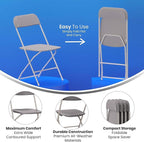 Flash Furniture Hercules Big and Tall Commercial Folding Chair - Extra Wide 650LB. Capacity - Durable Plastic - Gray, 4-Pack - Image 7