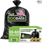Veska 55-60 Gallon Trash Bags Heavy Duty 50-60 Gallon Large Black Garbage Bags by Veska