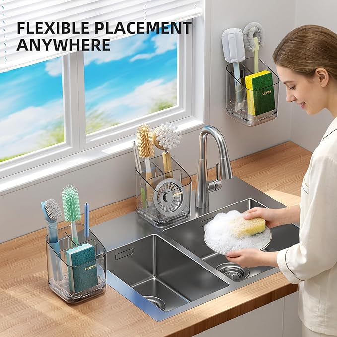 Minimalist Sponge Holder for Kitchen Sink, 3 Slots Sink Caddy - Image 3