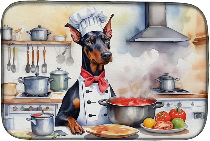 Caroline's Treasures DAC6240DDM Doberman Pinscher The Chef Dish Drying Mat by CarolinesTreasures