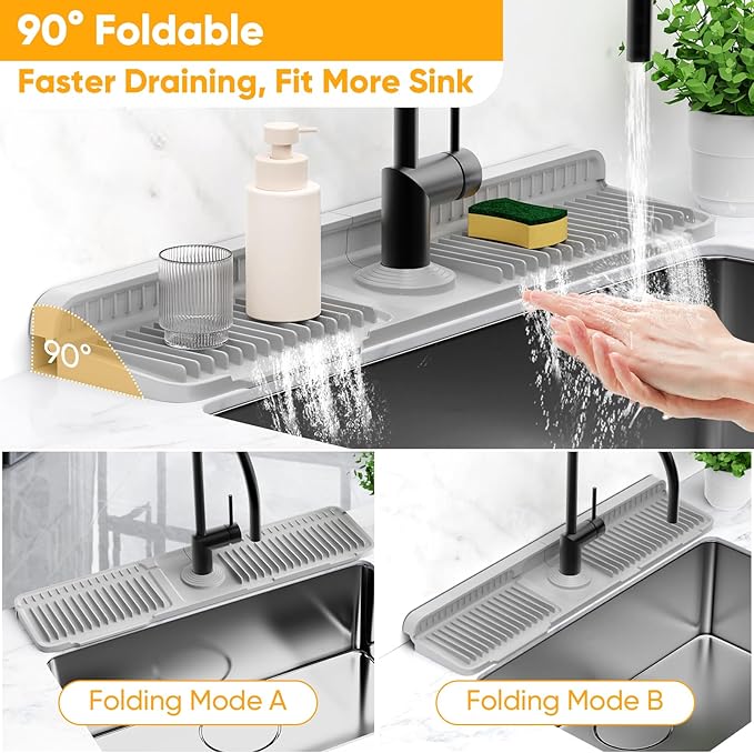 24'' Folding Faucet Mat for Kitchen Sink Splash Guard Kitchen Sink Faucet Mat - Image 5