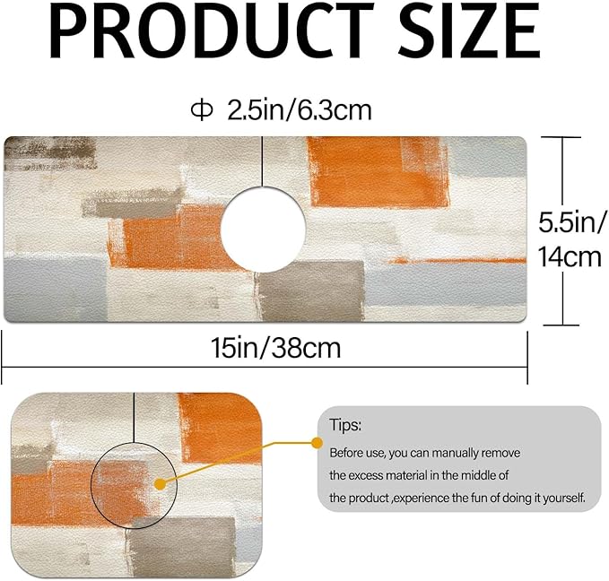 MCALK Orange Kitchen Sink Faucet Mat Splash Guard, Absorbent Quick-Dry Kitchen - Image 5