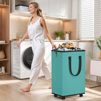 Laundry Basket with Wheels, Collapsible Laundry Baskets, Laundry Hamper with - Image 3