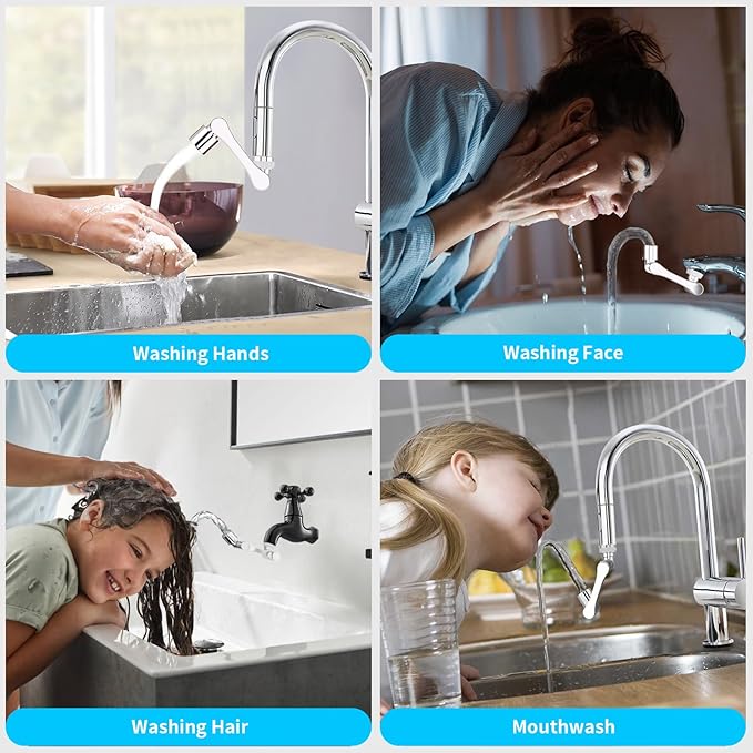 1080° Swivel Faucet Extender, Heavy Duty Rotating Sink Extension, Universal - Image 7