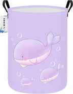 Round Foldable Girls' Storage Basket Kids Laundry Hamper Purple Gift Basket by ONOEV