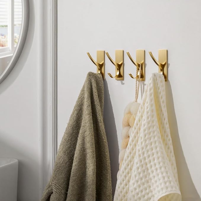 Gold Self Adhesive Towel Hooks, Extra Sticky and Strong 10LB, Stainless Hook - Image 5