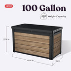 Keter Ashwood 100 Gallon Resin Deck Box Organization and Storage for Patio Furniture Outdoor Cushions, Throw Pillows, Garden Tools and Pool Toys, Brown - Image 2