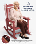 KINGYES Outdoor Rocking Chair, Weather Resistant Patio Rocking Chairs High Back Porch Rocker for Adult, Dark Red - Image 4