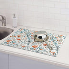 Burnt Orange Teal Floral Dish Drying Mats - Image 3