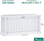 YITAHOME 260 Gallon Large Deck Box with Divider & Side Handles, Outdoor Double-Wall Storage for Patio Furniture Cushions, Garden Pool Accessories, Waterproof & Lockable - Image 6